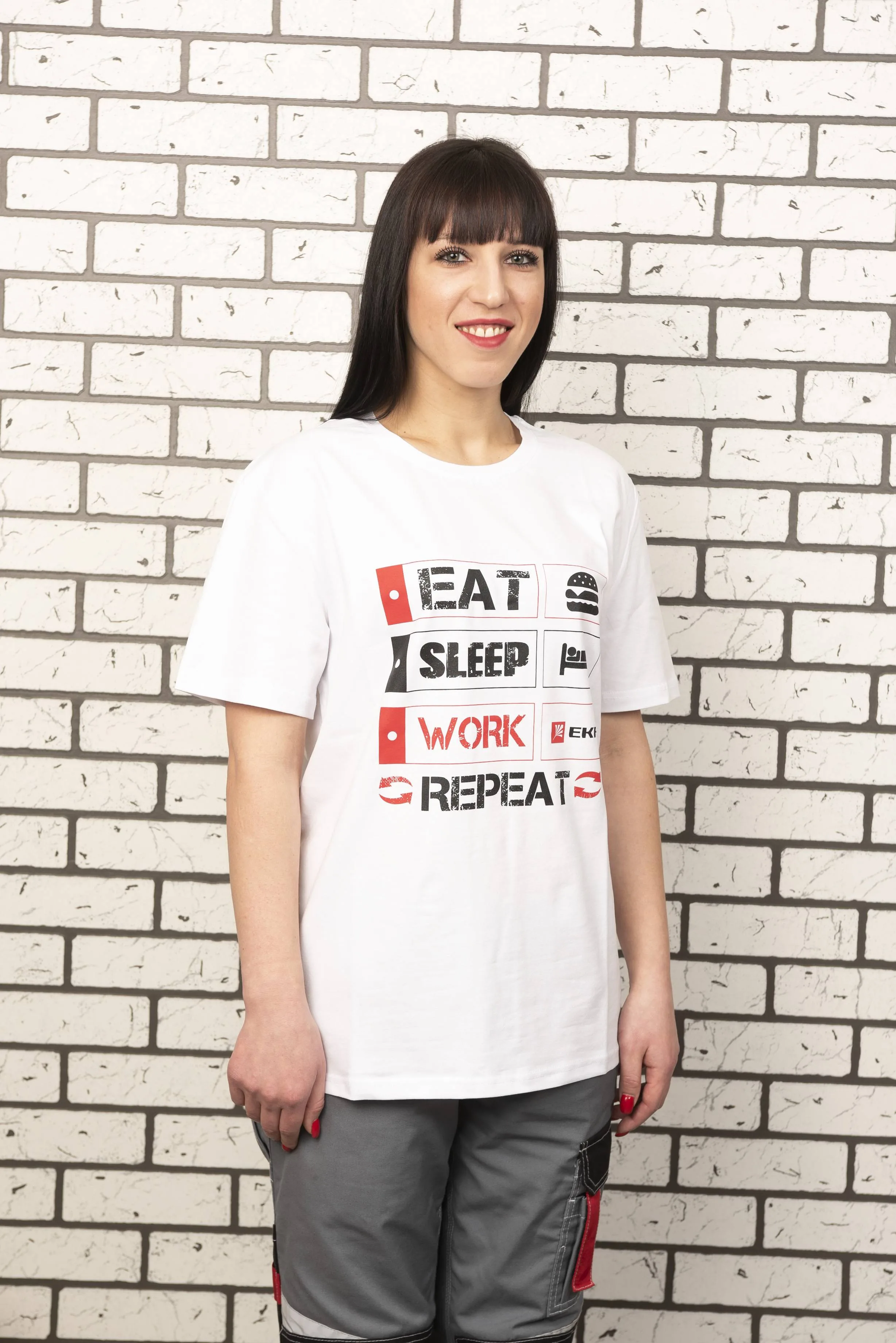 Футболка белая EAT, SLEEP, WORK XL Футболка белая EAT, SLEEP, WORK XL