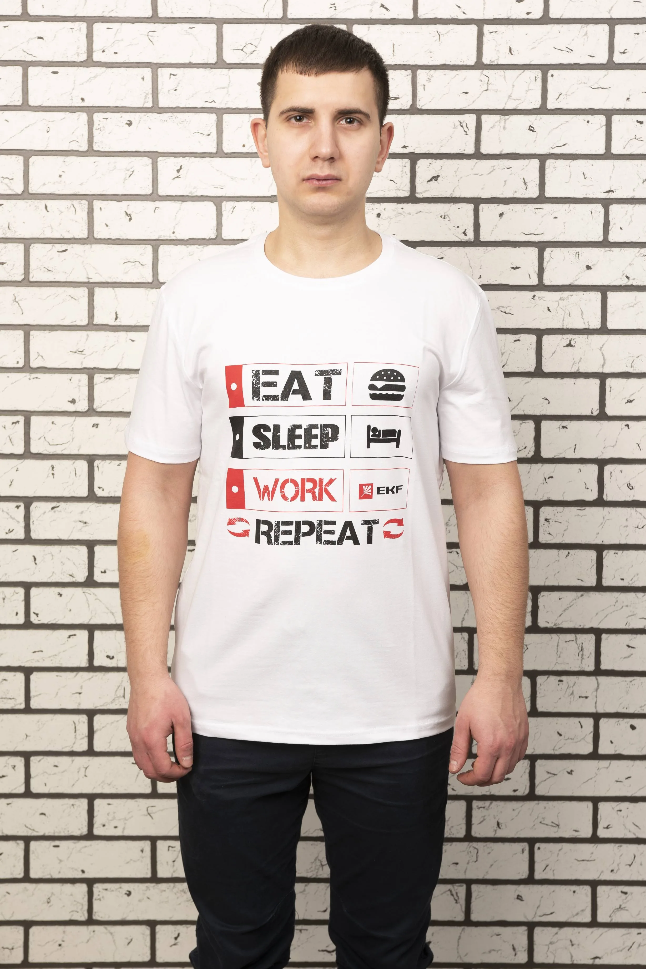 Футболка белая EAT, SLEEP, WORK XXL Футболка белая EAT, SLEEP, WORK XXL