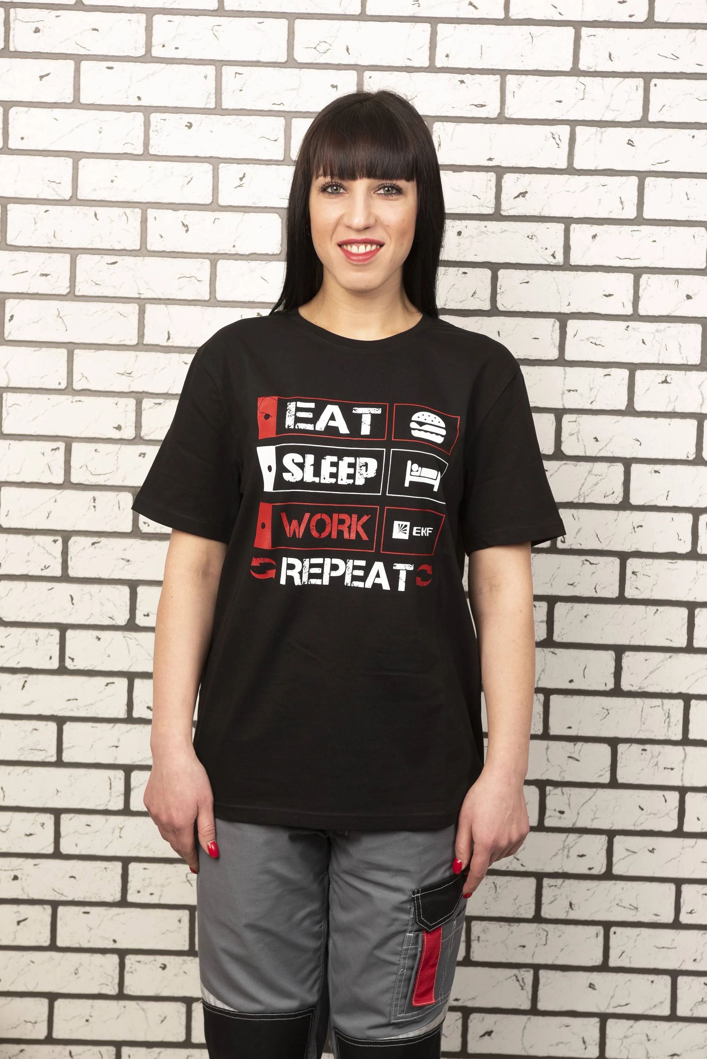 Футболка черная EAT, SLEEP, WORK XL Футболка черная EAT, SLEEP, WORK XL