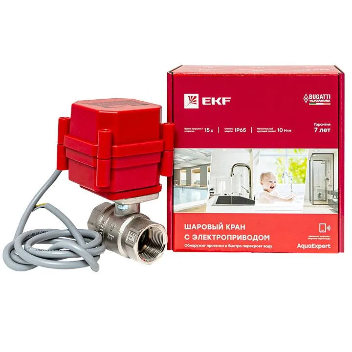 AquaExpert 220V Шаровой кран с электроприводом 3/4 дюйма EKF AquaExpert 220V Шаровой кран с электроприводом 3/4 дюйма EKF