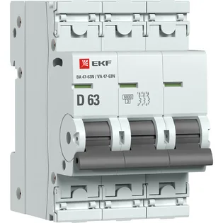 Автоматический выключатель 3P 63А (D) 6кА ВА 47-63N EKF PROxima Автоматический выключатель 3P 63А (D) 6кА ВА 47-63N EKF PROxima
