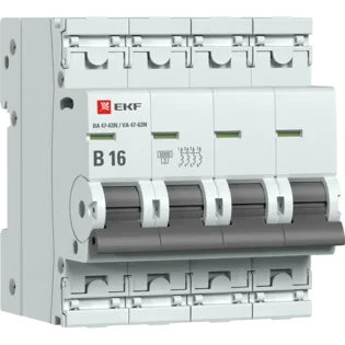 Автоматический выключатель 4P 16А (B) 6кА ВА 47-63N EKF PROxima Автоматический выключатель 4P 16А (B) 6кА ВА 47-63N EKF PROxima