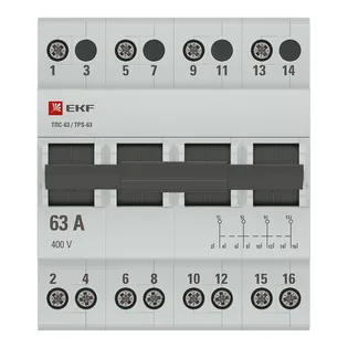 Трехпозиционный переключатель ТПС-63 4P 63А EKF PROxima Трехпозиционный переключатель ТПС-63 4P 63А EKF PROxima
