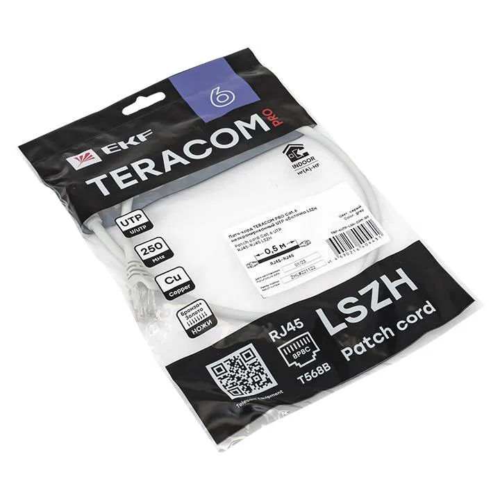 Патч-корд TERACOM PRO Cat.6 неэкранированный UTP оболочка LSZH серый (0,5м) Патч-корд TERACOM PRO Cat.6 неэкранированный UTP оболочка LSZH серый (0,5м)