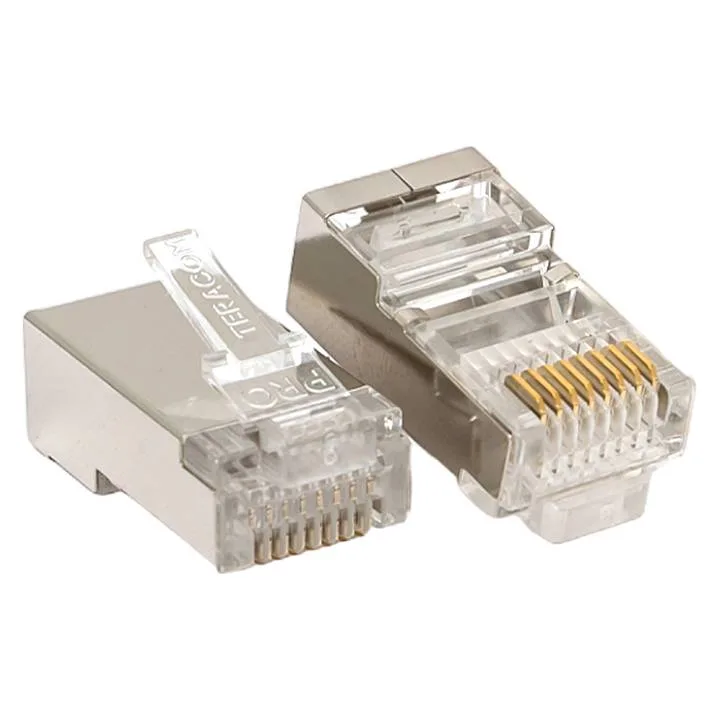 Коннектор RJ-45 TERACOM PRO экранированный 8P8C 30мкд Cat.5E универсальный (упак.20шт) Коннектор RJ-45 TERACOM PRO экранированный 8P8C 30мкд Cat.5E универсальный (упак.20шт)