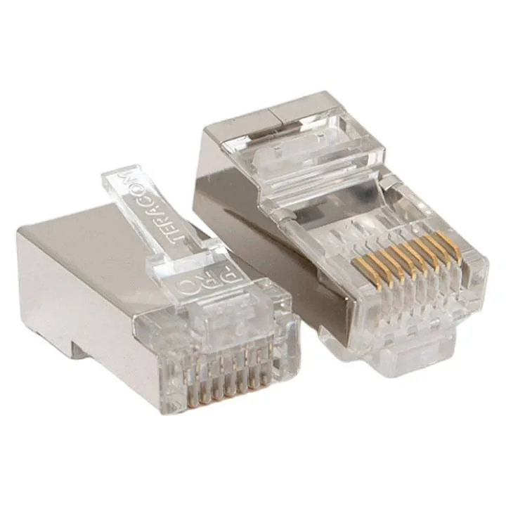 Коннектор RJ-45 TERACOM PRO экранированный 8P8C 30мкд Cat.6 (упак.20шт) Коннектор RJ-45 TERACOM PRO экранированный 8P8C 30мкд Cat.6 (упак.20шт)