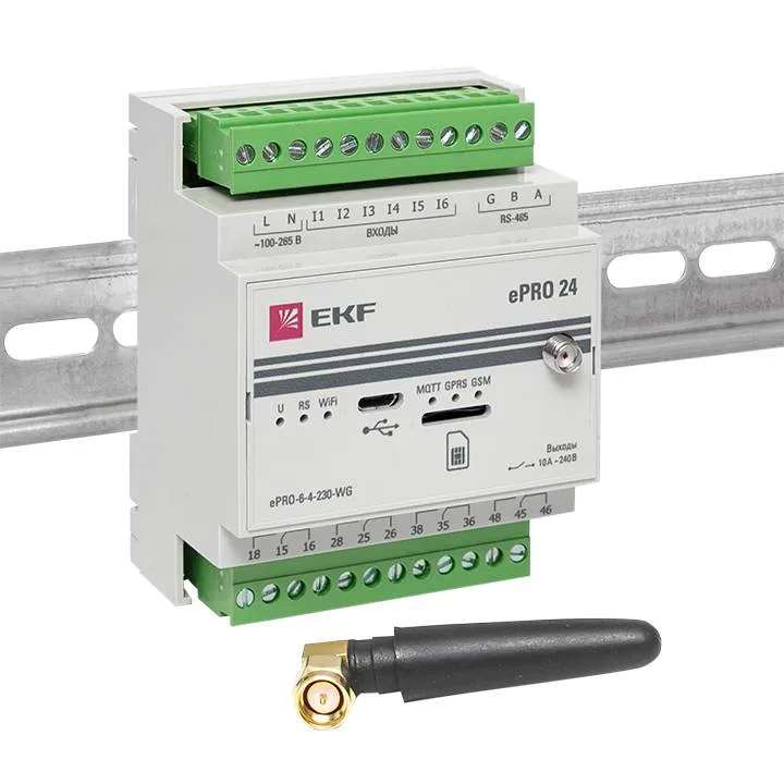 Контроллер базовый ePRO24 удаленного управления 6вх\4вых 230В WiFi GSM с внешней антенной EKF PROxima Контроллер базовый ePRO24 удаленного управления 6вх\4вых 230В WiFi GSM с внешней антенной EKF PROxima