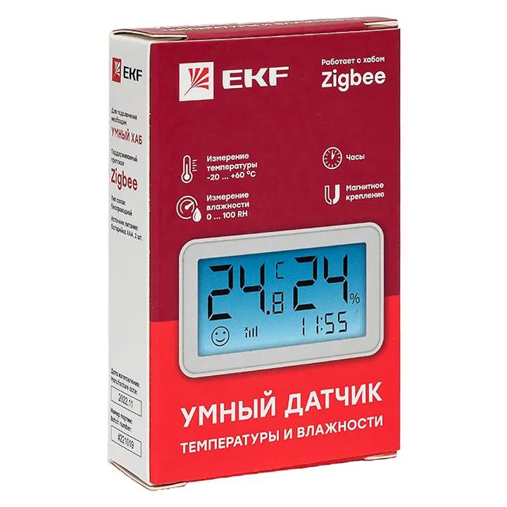 Умный датчик температуры и влажности с экраном Zigbee EKF Connect Умный датчик температуры и влажности с экраном Zigbee EKF Connect
