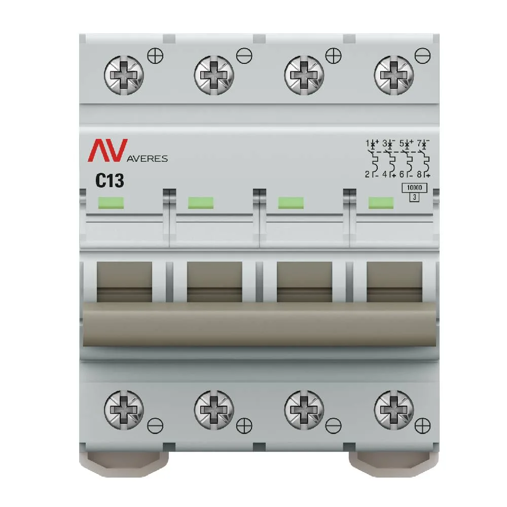 Выключатель автоматический AV-10 DC 4P 13A (C) 10kA EKF AVERES Выключатель автоматический AV-10 DC 4P 13A (C) 10kA EKF AVERES