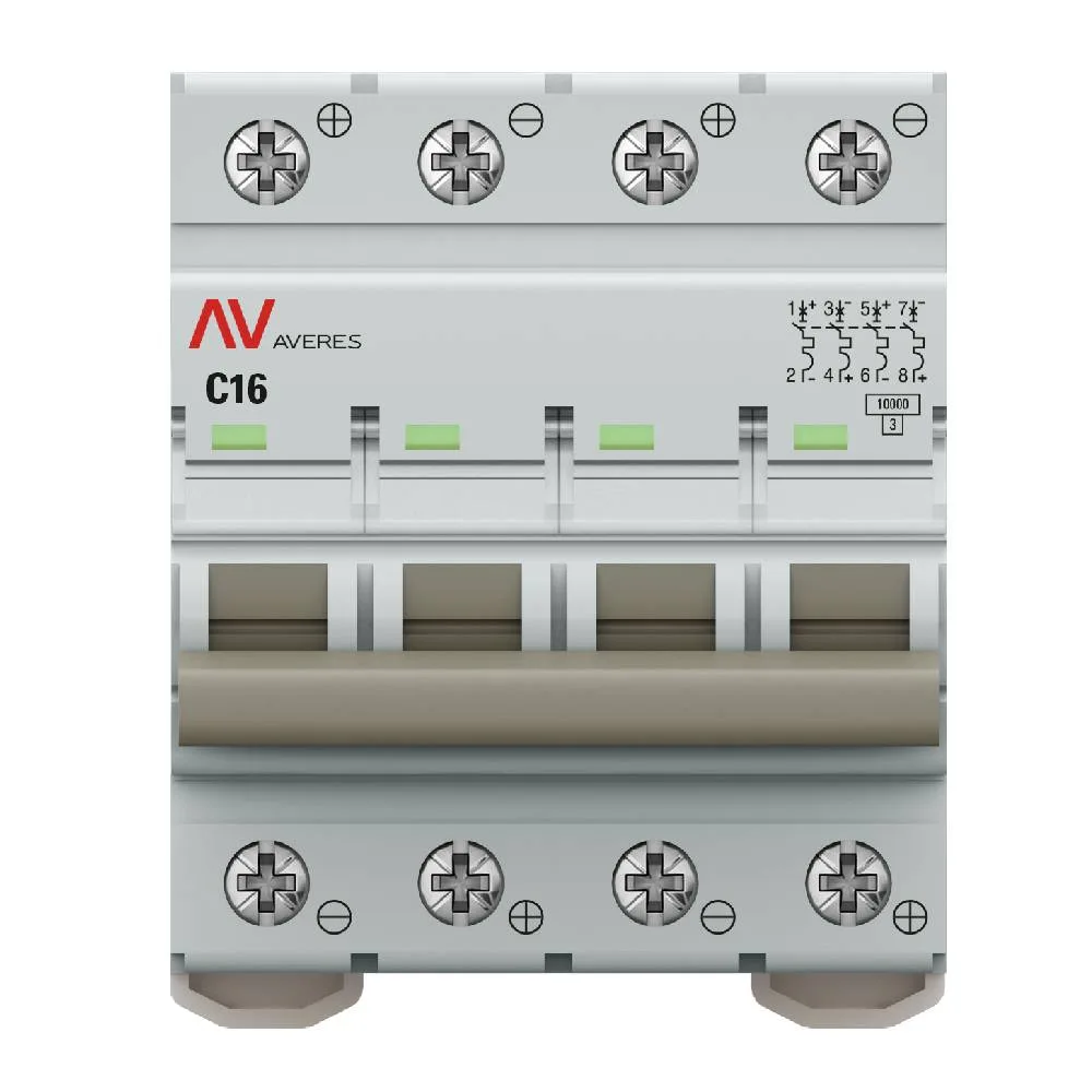 Выключатель автоматический AV-10 DC 4P 16A (C) 10kA EKF AVERES Выключатель автоматический AV-10 DC 4P 16A (C) 10kA EKF AVERES