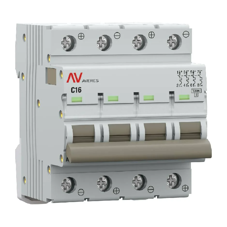 Выключатель автоматический AV-10 DC 4P 16A (C) 10kA EKF AVERES Выключатель автоматический AV-10 DC 4P 16A (C) 10kA EKF AVERES