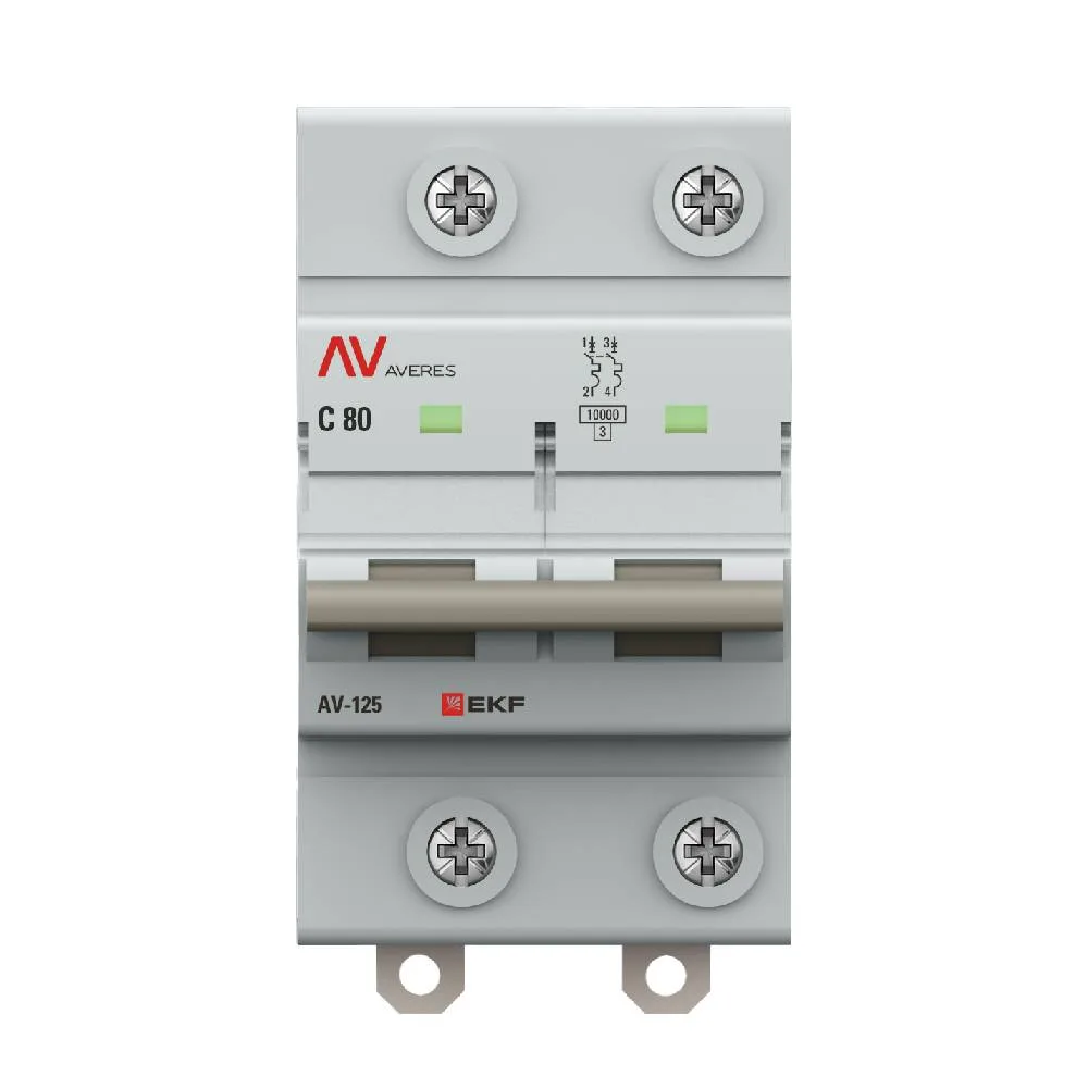 Выключатель автоматический AV-125 2P 80A (C) 10kA EKF AVERES Выключатель автоматический AV-125 2P 80A (C) 10kA EKF AVERES