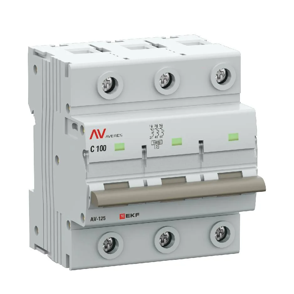 Выключатель автоматический AV-125 3P 100A (C) 10kA EKF AVERES Выключатель автоматический AV-125 3P 100A (C) 10kA EKF AVERES