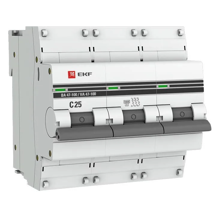 Автоматический выключатель 3P 25А (C) 10kA ВА 47-100M без теплового расцепителя EKF PROxima Автоматический выключатель 3P 25А (C) 10kA ВА 47-100M без теплового расцепителя EKF PROxima