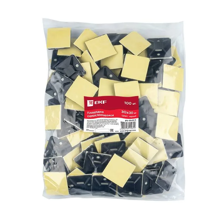 Площадка самоклеящаяся (30х30мм.) черная (100шт.) EKF Площадка самоклеящаяся (30х30мм.) черная (100шт.) EKF