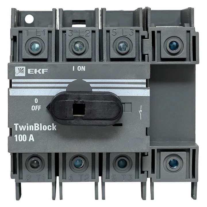 Рубильник 100A 4P c рукояткой управления для прямой установки TwinBlock EKF Рубильник 100A 4P c рукояткой управления для прямой установки TwinBlock EKF