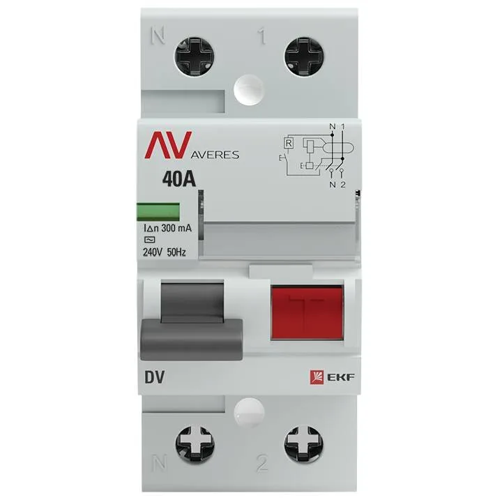 Устройство защитного отключения DV 2P 40А/300мА (AC) EKF AVERES Устройство защитного отключения DV 2P 40А/300мА (AC) EKF AVERES