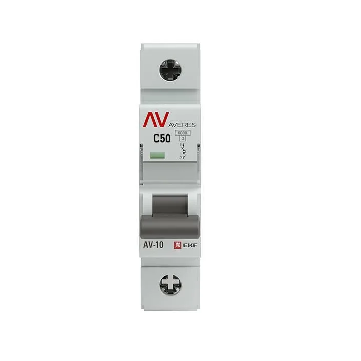 Выключатель автоматический AV-10 1P 50A (C) 10kA EKF AVERES mcb10-1-50C-av Выключатель автоматический AV-10 1P 50A (C) 10kA EKF AVERES mcb10-1-50C-av