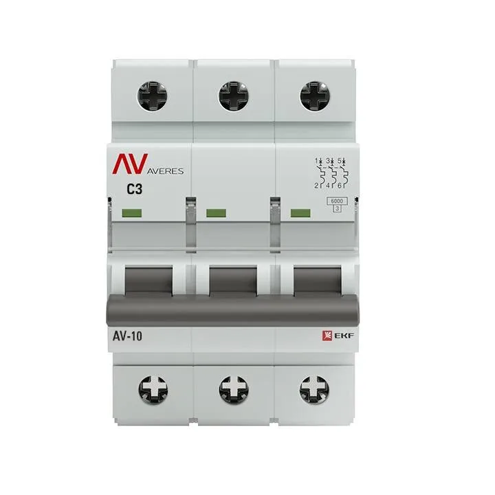 Выключатель автоматический AV-10 3P 3A (C) 10kA EKF AVERES mcb10-3-03C-av Выключатель автоматический AV-10 3P 3A (C) 10kA EKF AVERES mcb10-3-03C-av
