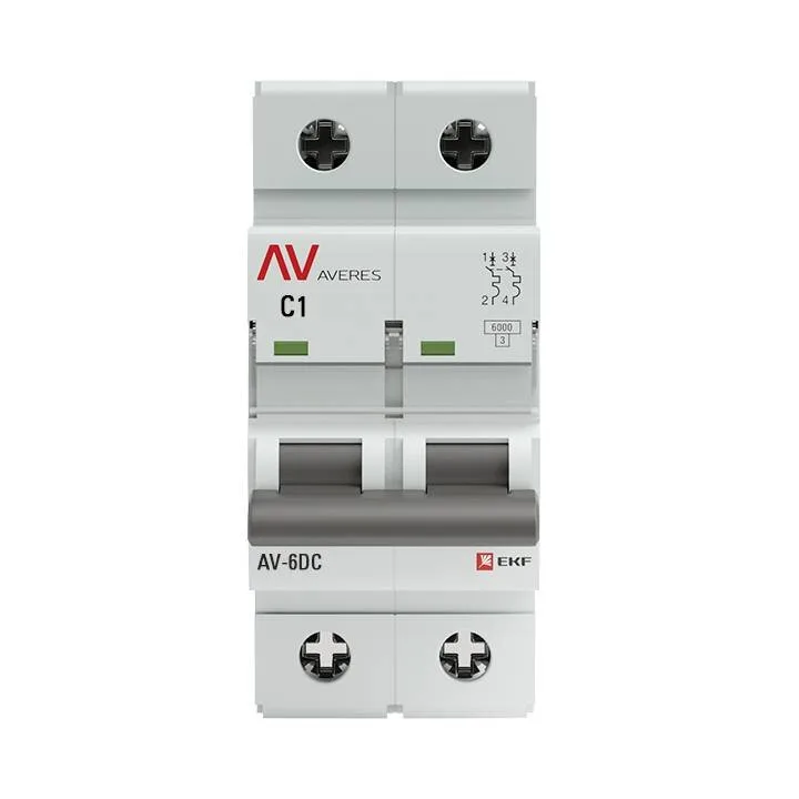 Выключатель автоматический AV-6 DC 2P 1A (C) 6kA EKF AVERES mcb6-DC-2-01C-av Выключатель автоматический AV-6 DC 2P 1A (C) 6kA EKF AVERES mcb6-DC-2-01C-av