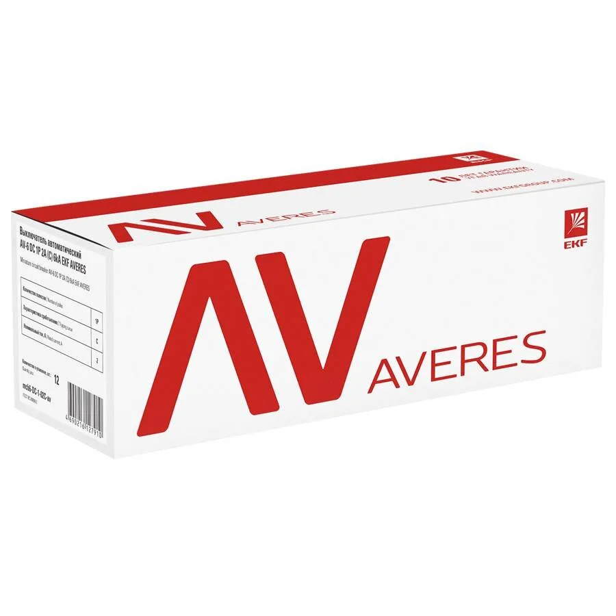Выключатель автоматический AV-6 DC 2P 1A (C) 6kA EKF AVERES mcb6-DC-2-01C-av Выключатель автоматический AV-6 DC 2P 1A (C) 6kA EKF AVERES mcb6-DC-2-01C-av