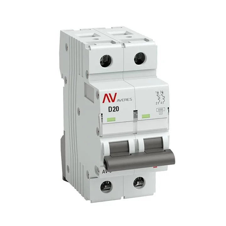 Выключатель автоматический AV-6 2P 20A (D) 6kA EKF AVERES mcb6-2-20D-av Выключатель автоматический AV-6 2P 20A (D) 6kA EKF AVERES mcb6-2-20D-av