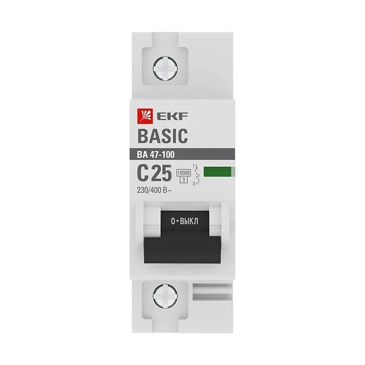 Автоматический выключатель 1P 25А (C) 10kA ВА 47-100 EKF Basic mcb47100-1-25C-bas Автоматический выключатель 1P 25А (C) 10kA ВА 47-100 EKF Basic mcb47100-1-25C-bas