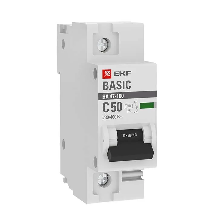 Автоматический выключатель 1P 50А (C) 10kA ВА 47-100 EKF Basic mcb47100-1-50C-bas Автоматический выключатель 1P 50А (C) 10kA ВА 47-100 EKF Basic mcb47100-1-50C-bas