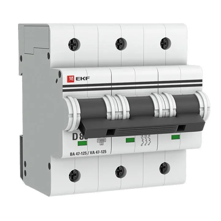 Автоматический выключатель 3P 80А (D) 15кА ВА 47-125 EKF PROxima mcb47125-3-80D Автоматический выключатель 3P 80А (D) 15кА ВА 47-125 EKF PROxima mcb47125-3-80D