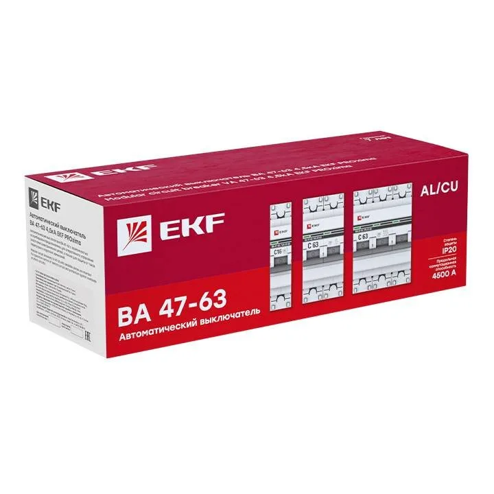 Автоматический выключатель 3P 50А (C) 4,5kA ВА 47-63 EKF PROxima mcb4763-3-50C-pro Автоматический выключатель 3P 50А (C) 4,5kA ВА 47-63 EKF PROxima mcb4763-3-50C-pro