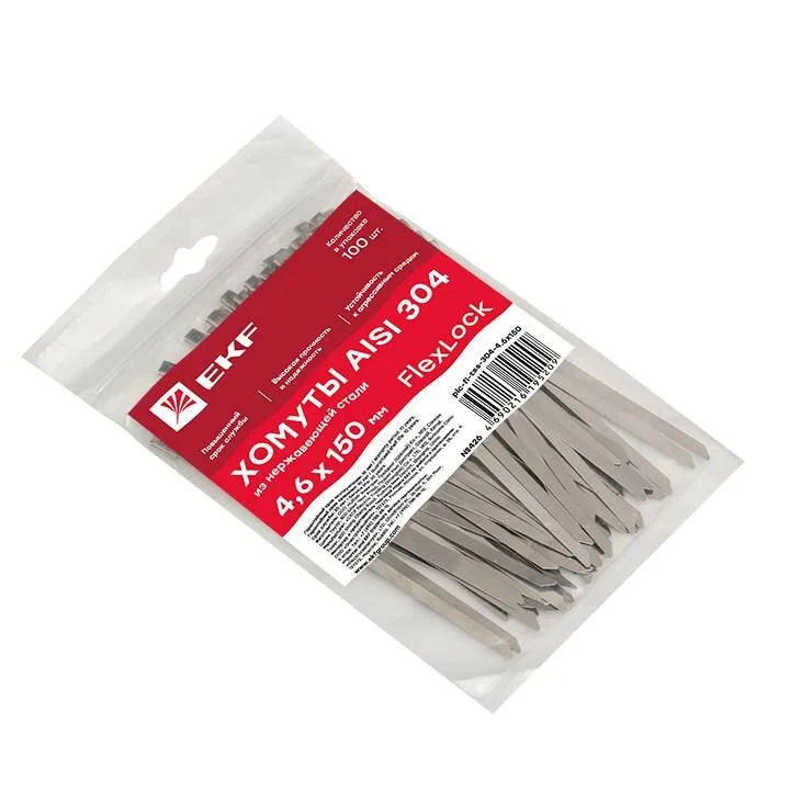 Хомут AISI 304 из нержавеющей стали, 4.6x150 (100 шт.) FlexLock PROxima Хомут AISI 304 из нержавеющей стали, 4.6x150 (100 шт.) FlexLock PROxima