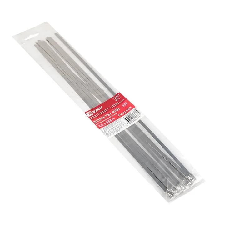 Хомут AISI 304 из нержавеющей стали, 4.6x360 (10 шт.) FlexLock PROxima Хомут AISI 304 из нержавеющей стали, 4.6x360 (10 шт.) FlexLock PROxima