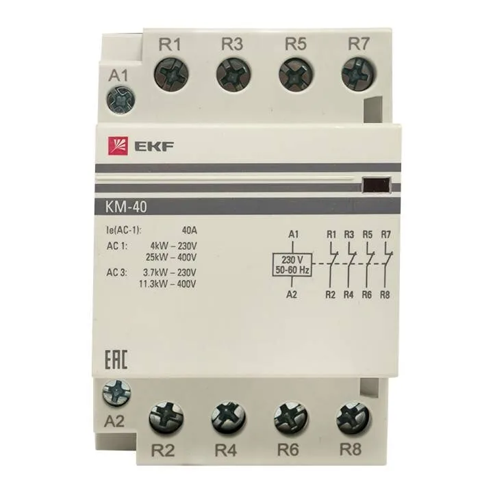Контактор модульный КМ 40А 4NC (3 мод.) EKF PROxima Контактор модульный КМ 40А 4NC (3 мод.) EKF PROxima