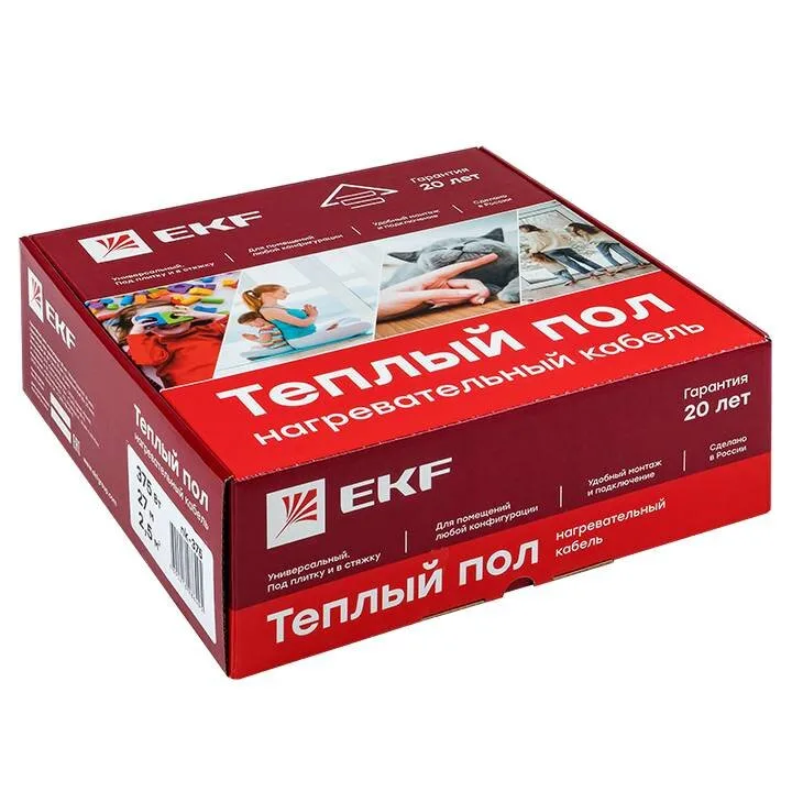 Теплый пол (нагревательный кабель) 300Вт 21 м 2,0 м2 EKF Теплый пол (нагревательный кабель) 300Вт 21 м 2,0 м2 EKF