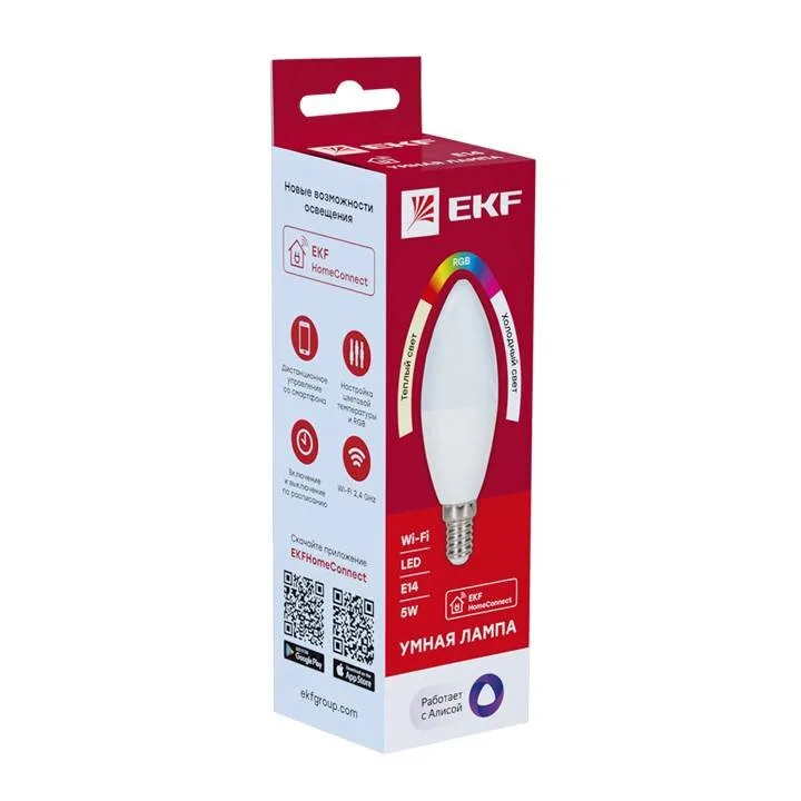 Умная лампа EKF Connect 5W WIFI RGBW E14 Умная лампа EKF Connect 5W WIFI RGBW E14