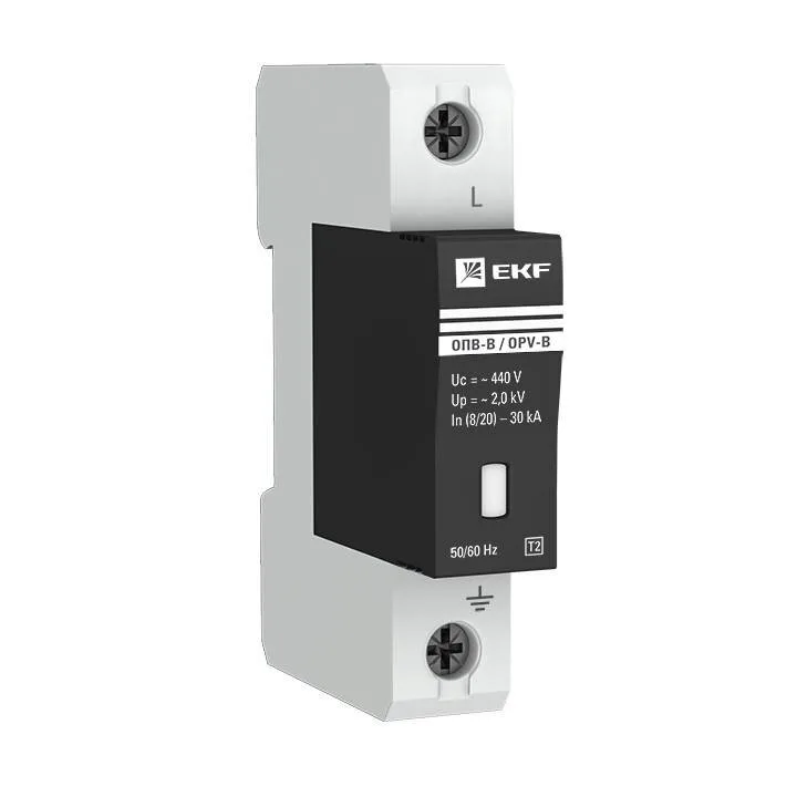 Ограничитель импульсных напряжений ОПВ-B/1P In 30кА 440В с сигн. EKF PROxima Ограничитель импульсных напряжений ОПВ-B/1P In 30кА 440В с сигн. EKF PROxima
